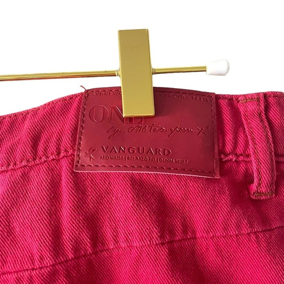 One Teaspoon Vanguard High Waist Denim Skirt in Red Envy Size 27 - Picture 13 of 15
